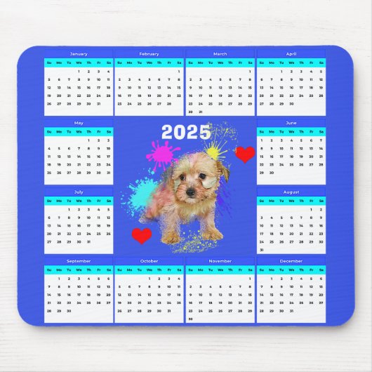 Niedlicher Morkie-Dog-Kalender individuell einstel Mousepad (Vorne)
