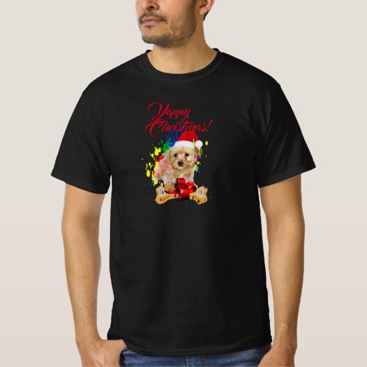 Niedlicher Morkie Dog Yappy Weihnachten T-Shirt (Vorderseite)