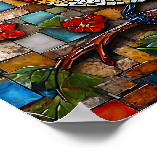 Niedlicher Mosaikvogel Poster (Ecke)