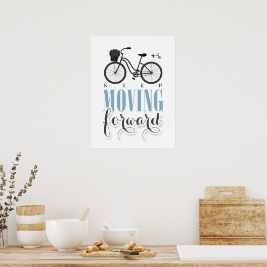 Niedlicher Motivierend Behalt mit dem Fahrrad vorw Poster (Küche)