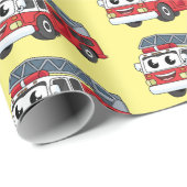 Niedlicher Motor Cartoon Geschenkpapier (Rolleneckpunkt)