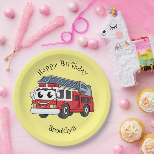 Niedlicher Motor Cartoon Pappteller (Party)