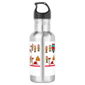 Niedlicher Motor mit Rotem Feuer und Feuerwehr Edelstahlflasche (Rückseite)