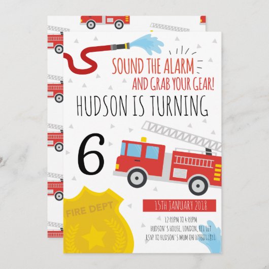 Niedlicher Motor zum Geburtstag Einladung (Vorne/Hinten)