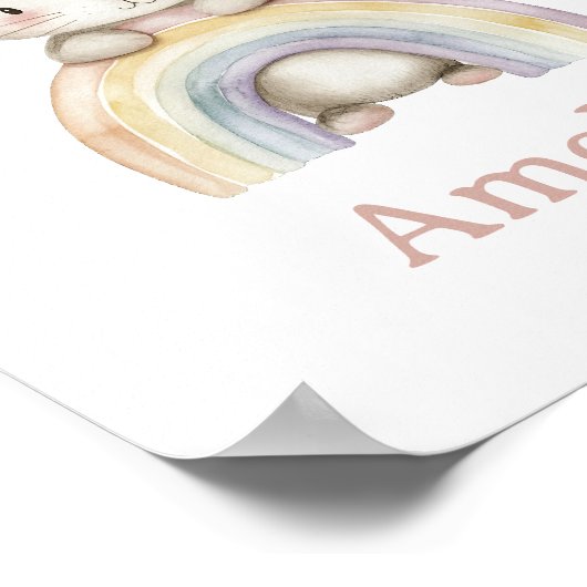 Niedlicher Mouse-Regenbogen mit Kindernamenswand K Poster (Ecke)
