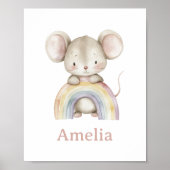 Niedlicher Mouse-Regenbogen mit Kindernamenswand K Poster (Vorne)