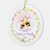 Niedlicher Mr. and Mrs. Honey Bee First Christmas  Keramikornament (Links)