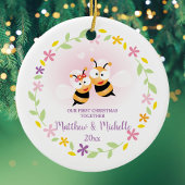 Niedlicher Mr. and Mrs. Honey Bee First Christmas Keramikornament
