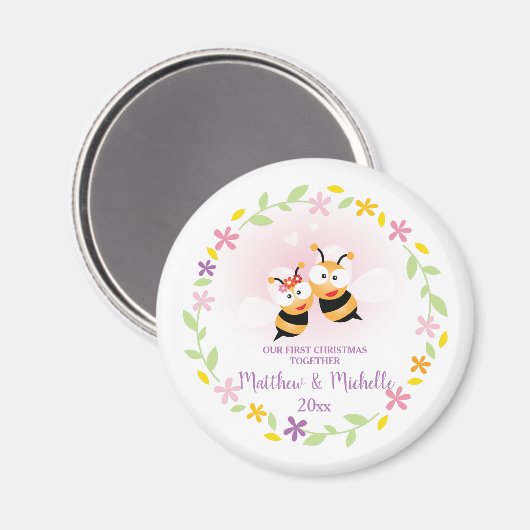 Niedlicher Mr. and Mrs. Honey Bee First Christmas  Magnet (Vorderseite/Rückseite)