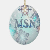 Niedlicher MSN Abschluss Personalisiert Name Blau Keramik Ornament (Rechts)