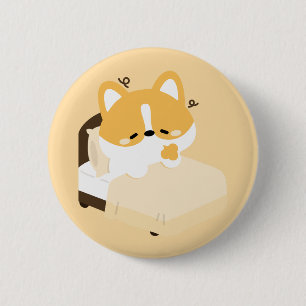 Niedlicher müder Corgi Button