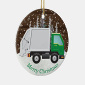 Niedlicher Müllwagen Grüne Weihnachten Keramik Ornament (Rechts)