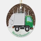 Niedlicher Müllwagen Grüne Weihnachten Keramik Ornament (Links)