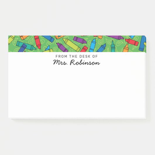 Niedlicher Multi Crayons Lehrer aus dem Schreibtis Post-it Klebezettel (Vorderseite)