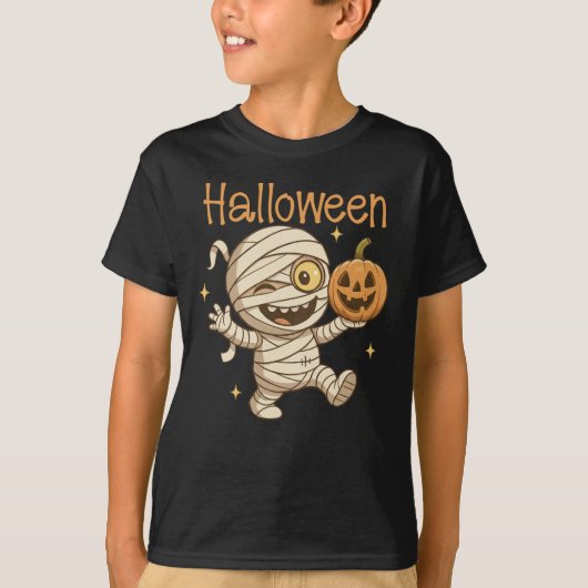Niedlicher Mummy Halloween Kinderjunge T-Shirt (Vorderseite)
