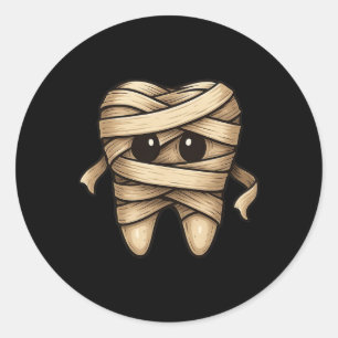 Niedlicher Mummy Tooth Dentist Spooky Halloween Za Runder Aufkleber