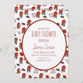 Niedlicher Mushroom Baby Duschgarten Wald Einladung (Vorne/Hinten)