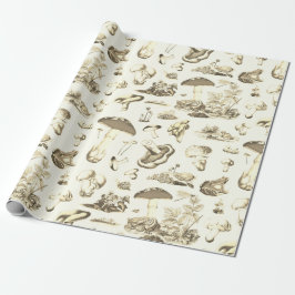 Niedlicher Mushroom Frosch Schneckenwald Beige Mus Geschenkpapier