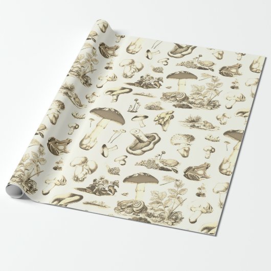 Niedlicher Mushroom Frosch Schneckenwald Beige Mus Geschenkpapier (Ungerollt)