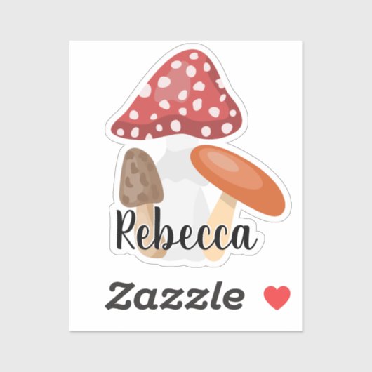 Niedlicher Mushroom Mit Monogramm Name Aufkleber (Blatt)