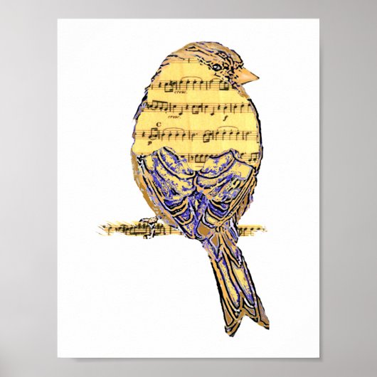 Niedlicher Musiknote-Bird Poster (Vorne)