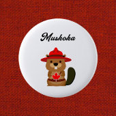 Niedlicher Muskoka Canada Beaver mit Red Hat Button