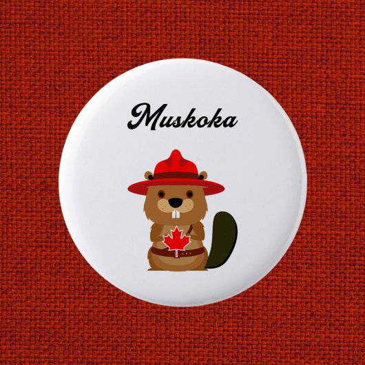 Niedlicher Muskoka Canada Beaver mit Red Hat Button