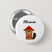 Niedlicher Muskoka Canada Beaver mit Red Hat Button (Vorne & Hinten)