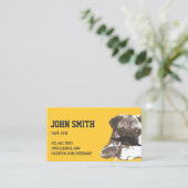 Niedlicher Mustache Mops Schlicht Gold Visitenkarte (Stehend Vorderseite)