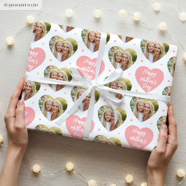 Niedlicher Muttertag 6 Foto Mama Liebe Herz Korall Geschenkpapier