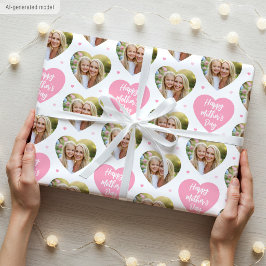 Niedlicher Muttertag 6 Foto Mama Liebe Herz rosa Geschenkpapier