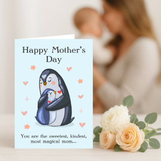 Niedlicher Muttertag Adorable Mama und Baby Pingui Dankeskarte
