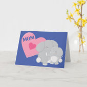 Niedlicher Muttertag der Elefanten Mama und Baby Karte (Gelbe Blume)