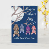 Niedlicher Muttertag Fledermäuse geklappte Grußkar Karte (Gelbe Blume)