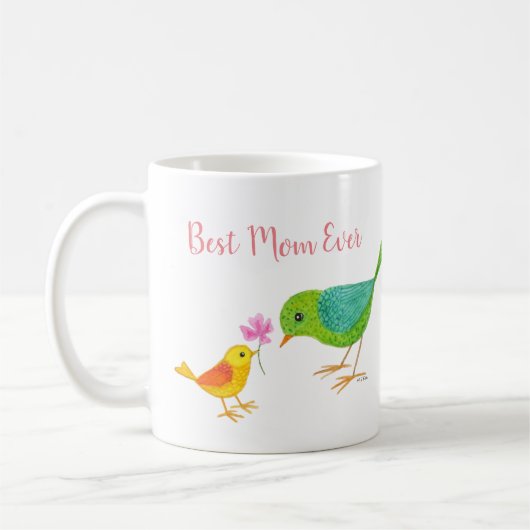 Niedlicher Muttertag Geschenk Mama Bird Baby Bird  Kaffeetasse (Links)