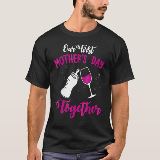 Niedlicher Muttertag zusammen Milch und Wein T-Shirt (Vorderseite)