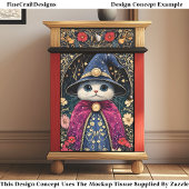 Niedlicher Mystic Fantasy Wizard Cat DA6 Decoupage Seidenpapier