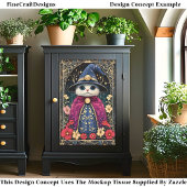 Niedlicher Mystic Fantasy Wizard Cat DA6 Decoupage Seidenpapier