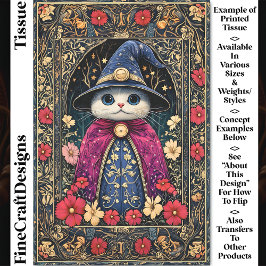 Niedlicher Mystic Fantasy Wizard Cat DA6 Decoupage Seidenpapier