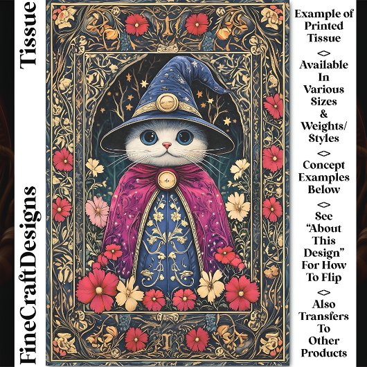 Niedlicher Mystic Fantasy Wizard Cat DA6 Decoupage Seidenpapier