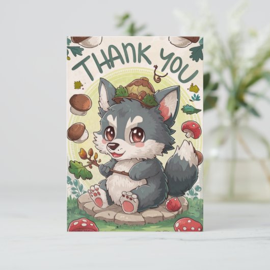 Niedlicher Mystical Wolf Dankeskarte (Stehend Vorderseite)