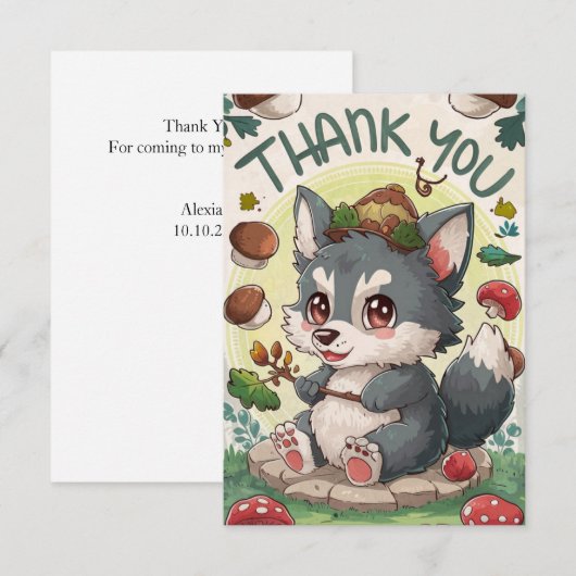 Niedlicher Mystical Wolf Dankeskarte (Vorne/Hinten)