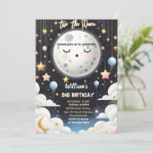 niedlicher Nachthimmel am 2. Geburtstag Einladung (Stehend Vorderseite)