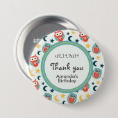 Niedlicher Nachtschwärmer-Cartoon mit Mond-Stars-T Button (Vorne & Hinten)