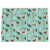 Niedlicher nahtloser Hahnmuster-Cartoon Große Geschenktüte (Vorderseite)