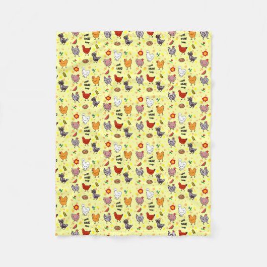 Niedlicher nahtloser Huhnmuster-Cartoon Fleecedecke (Vorderseite)