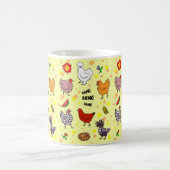 Niedlicher nahtloser Huhnmuster-Cartoon Kaffeetasse (Mittel)