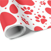 Niedlicher, nahtloser Rot-Paw-Druckurlaub Geschenkpapier (Rolleneckpunkt)