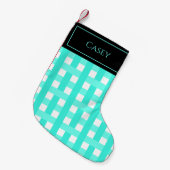 Niedlicher Name Aqua White Black Kleiner Weihnachtsstrumpf (Vorderansicht (hängend))