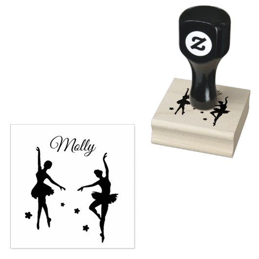 Niedlicher Name Ballerina Custom Initial Gummistempel (Stempel)